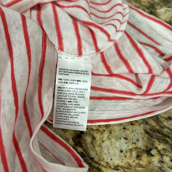 Chico’s Striped Knit Linen Pocket 3/4 Sleeve Tee Blouse Size XL - Picture 7 of 10